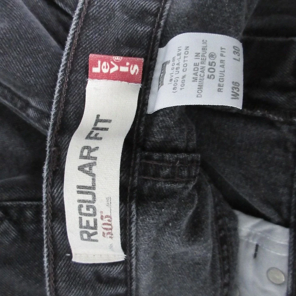 Levis 505 Jeans Men 36x30 505 Faded Black Straight Leg 90s Grunge‎ Indie Classic